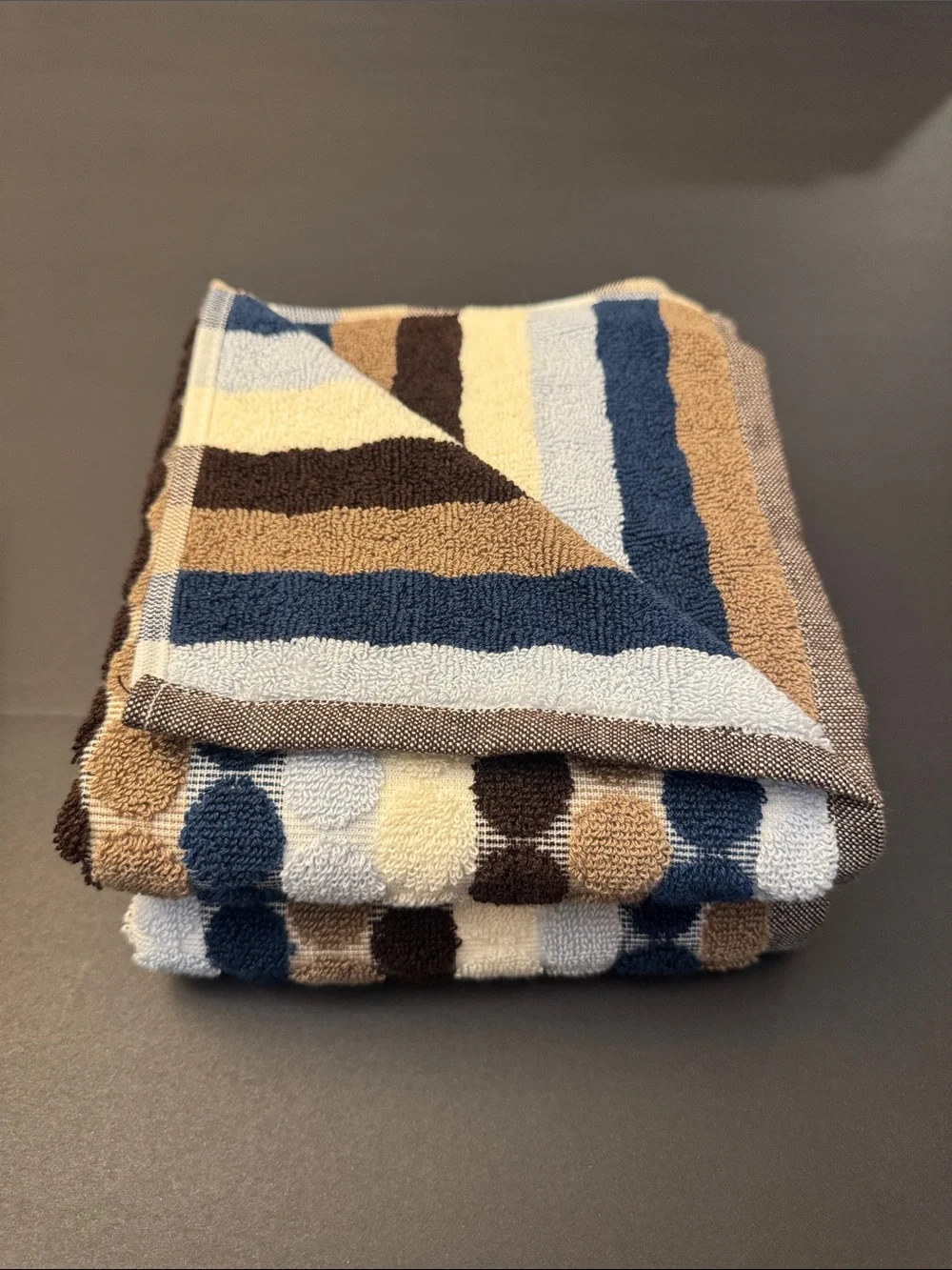 6pc SOHO Living 100% Cotton Penny Tile Dot/Stripe Bath Towel Set  - Blue/Brown